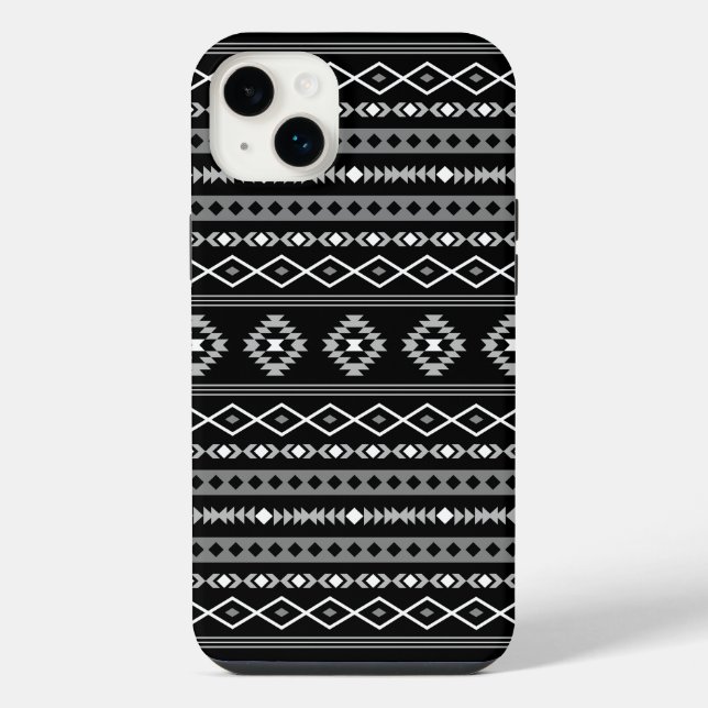 Aztec White Grey Black Mixed Motifs Pattern iPhone Case (Back)
