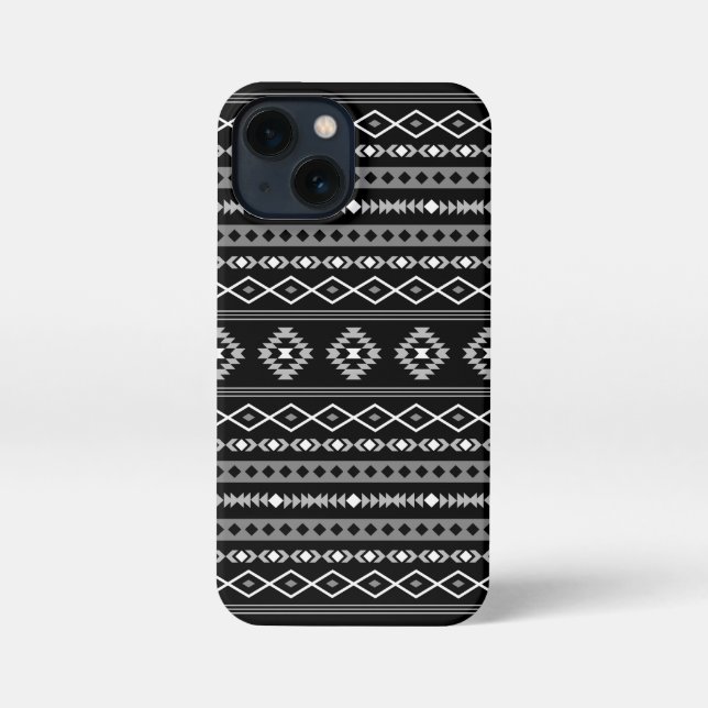Aztec White Grey Black Mixed Motifs Pattern iPhone Case (Back)