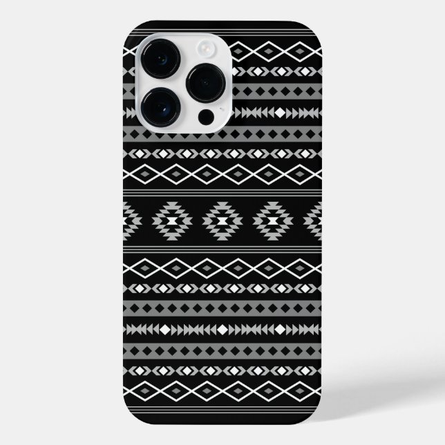 Aztec White Grey Black Mixed Motifs Pattern iPhone Case (Back)