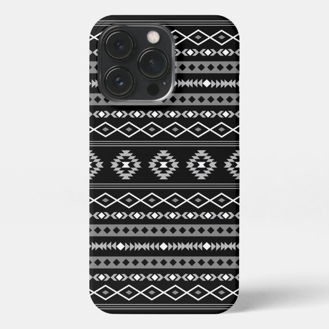 Aztec White Grey Black Mixed Motifs Pattern iPhone Case (Back)