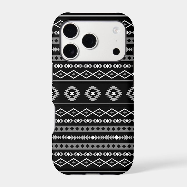 Aztec White Grey Black Mixed Motifs Pattern iPhone Case (Back)
