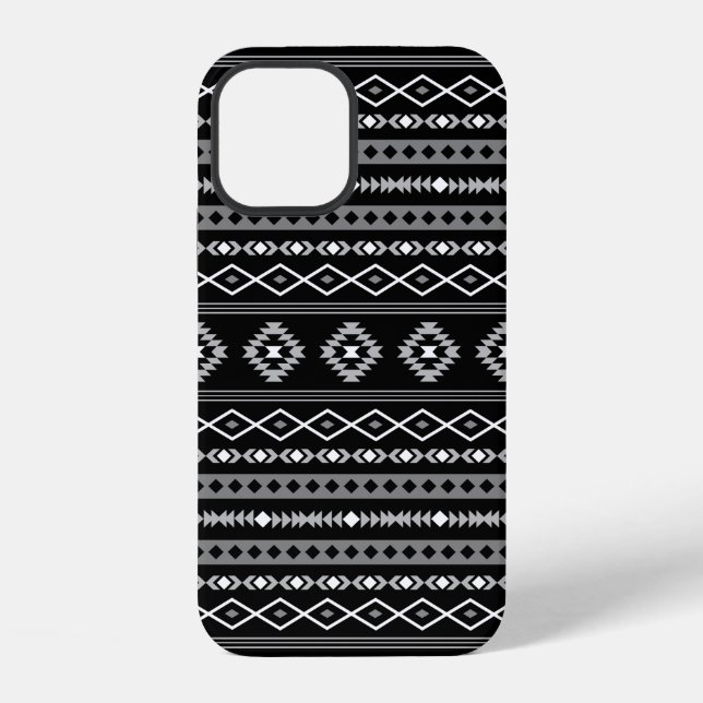 Aztec White Grey Black Mixed Motifs Pattern iPhone Case (Back)
