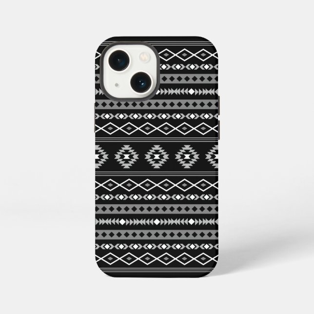 Aztec White Grey Black Mixed Motifs Pattern iPhone Case (Back)