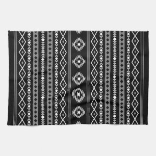 Aztec White Grey Black Mixed Motifs Pattern Kitchen Towel