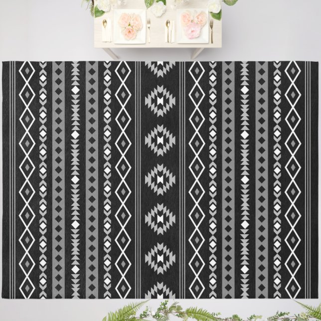 Aztec White Grey Black Mixed Motifs Pattern Outdoor Rug (Insitu (Wedding 2))