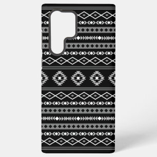 Aztec White Grey Black Mixed Motifs Pattern Samsung Galaxy S22 Ultra Case