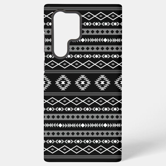 Aztec White Grey Black Mixed Motifs Pattern Samsung Galaxy Case (Back)
