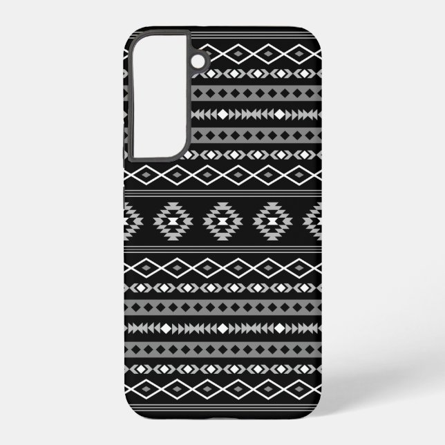 Aztec White Grey Black Mixed Motifs Pattern Samsung Galaxy Case (Back)
