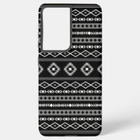 Aztec White Grey Black Mixed Motifs Pattern