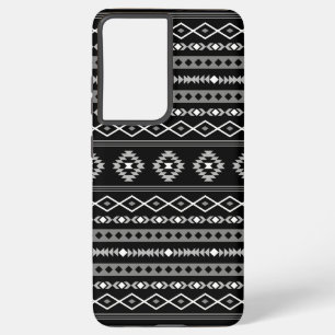 Aztec White Grey Black Mixed Motifs Pattern Samsung Galaxy S21 Ultra Case