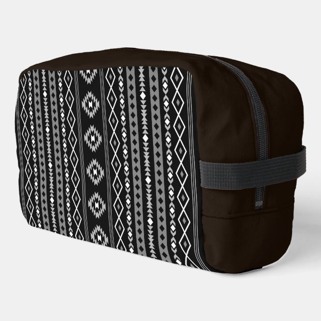 Aztec White Grey Black Mixed Motifs V Pattern Dopp Kit (Left Corner)