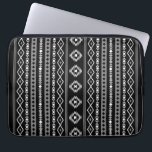 Aztec White Grey Black Mixed Motifs V Pattern Laptop Sleeve<br><div class="desc">Aztec mixed motifs pattern in black,  white and grey detail on a black background monochrome design. V = vertical pattern.</div>