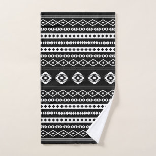 COVASA Black and White Hand Towels for Bathroom Set of 2 Native American Tribal Aztec Ethnic Boho Style Soft Absorbent Small Bath Hand Towel Kitchen