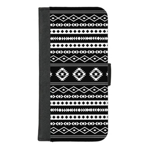 Aztec White on Black Mixed Motifs Pattern iPhone 87 Plus Wallet Case