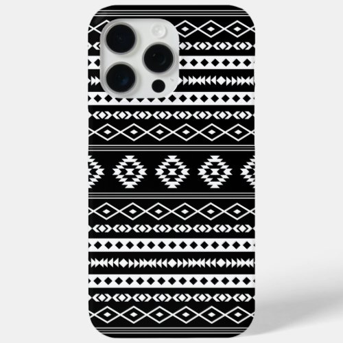 Aztec White on Black Mixed Pattern iPhone 15 Pro Max Case