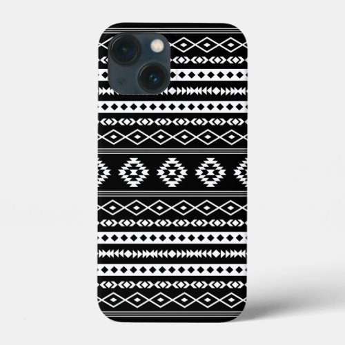 Aztec White on Black Mixed Pattern iPhone 13 Mini Case