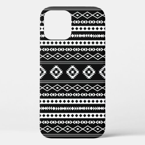Aztec White on Black Mixed Pattern iPhone 12 Case