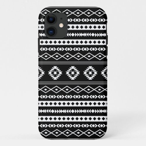Aztec White on Black Mixed Pattern iPhone 11 Case