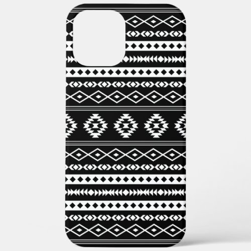 Aztec White on Black Mixed Pattern iPhone 12 Pro Max Case