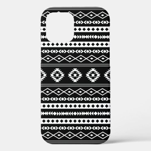 Aztec White on Black Mixed Pattern iPhone 12 Pro Case
