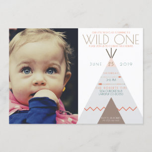 Aztec Wild One   First Birthday Photo Invite