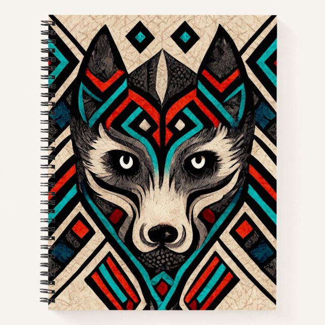 Aztec Wolf Face Notebook (Front)