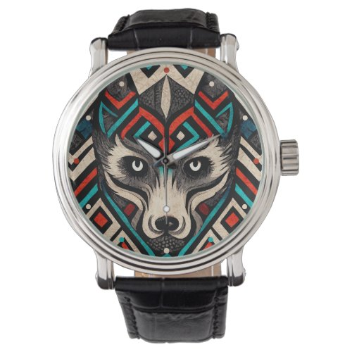 Aztec Wolf Face Watch