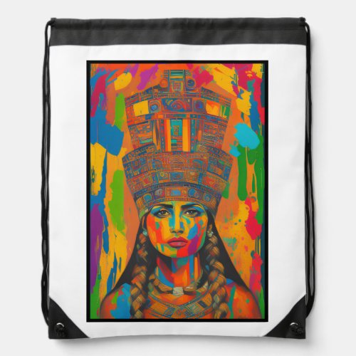 Aztec Woman Art Drawstring Bag