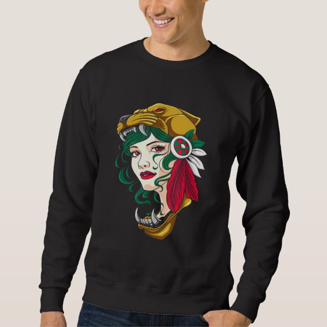 Aztec Woman - Mexican Girl - Chava - Hecho En Mexi Sweatshirt (Front)