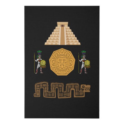 Aztec world pyramide warriors faux canvas print