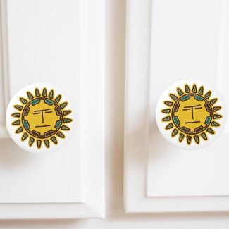 Aztec Yellow Sun Motif