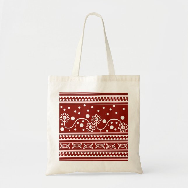 Aztec Zipper Tangle in Tomato Red Tote Bag (Front)