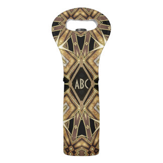 Azteca II Black+Gold Art Deco Monogram Wine Tote