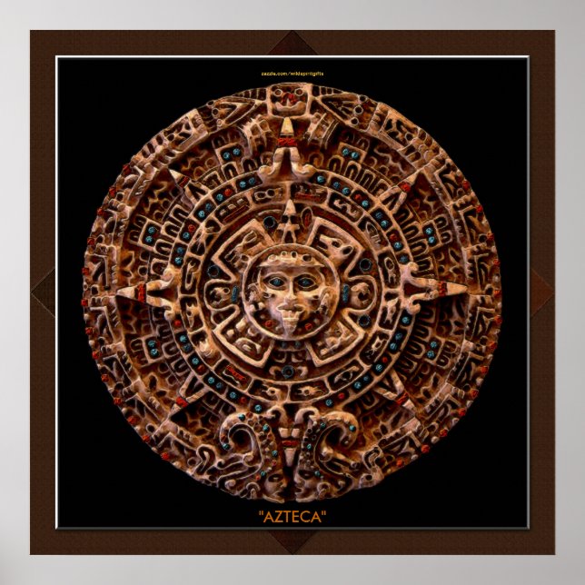 AZTECA ~ Mayan - Aztec Sun Calender Art Print (Front)