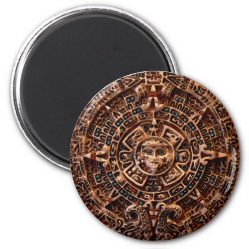 AZTECA Mayan Sun Calendar Magnet