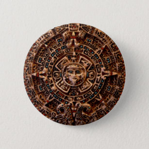 "AZTECA" Mayan Sun-Calender Button