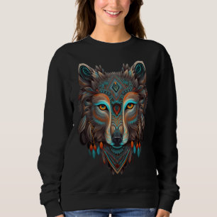 Azteca Wolf Traditional Mexican Ancient Aztec Mexi Sweatshirt
