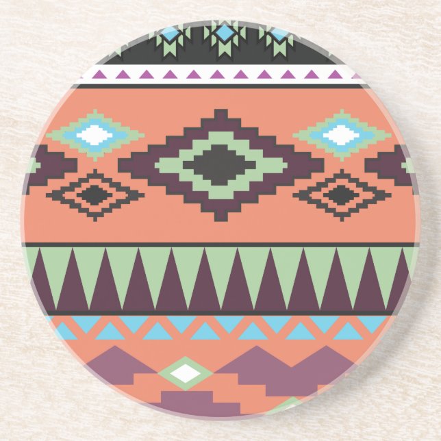 Aztek Tribal Southwestern Geometric Sandstone Coaster (Front)