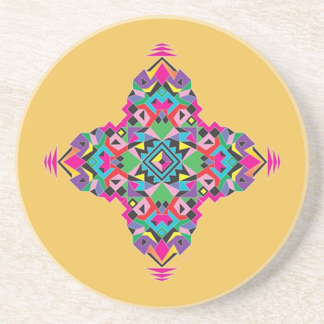 Aztez Pattern Design Drink Coaster (Front)