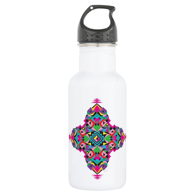 Aztez Pattern Design Stainless Steel Water Bottle (Front)