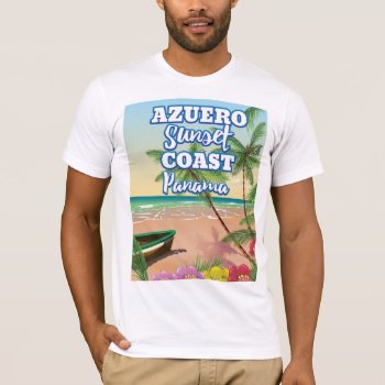 Azuero Sunset Coast Panama Beach Travel Poster T-shirt by bartonleclaydesign at Zazzle