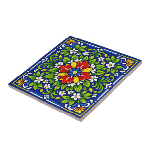 Azul Flor Grande— Mediterranean Azulejo Ceramic Tile