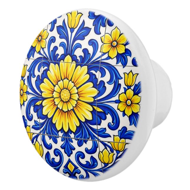 Azul Flor Solene  Ceramic Knob (Right)