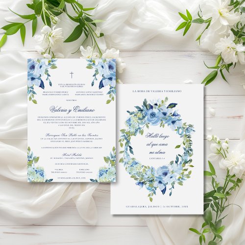 Azul Invitacin de Boda Catolica Formal Wedding Invitation