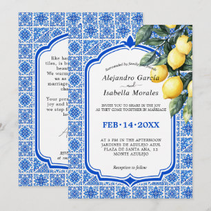 🍋💙 Azul & Limone Romance – Classic Invitation