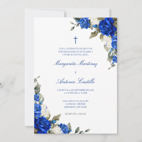 Azul Real Invitacion de Boda Cristiana Wedding Invitation