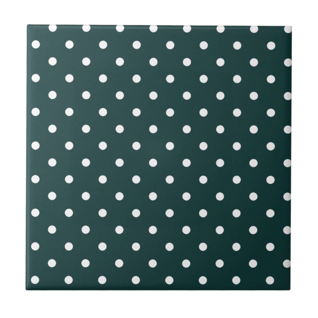 Azul Verde Polka Dots Ceramic Tile (Front)