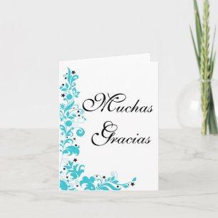 Azul Y Blanco Tarjeta de agradecimiento Letterpress Thank You Card