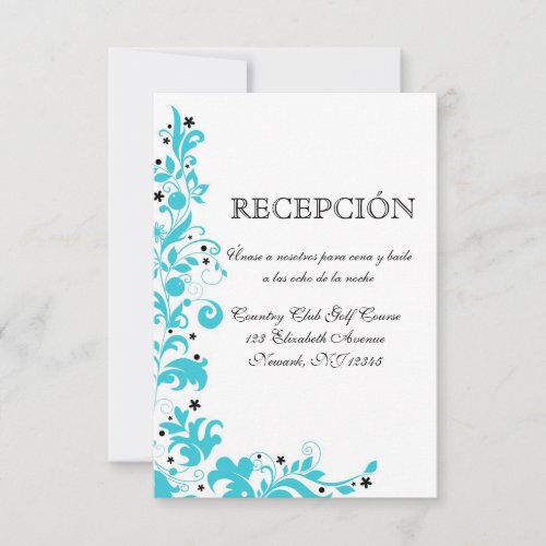 Azul Y Blanco Tarjeta de recepcion