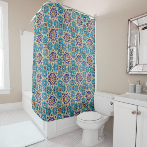 Azulejo Arabica Turquoise Shower Curtain